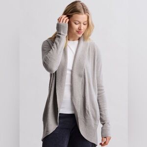Barefoot Dreams CozyChic Lite Circle Cardigan Dove Gray Open Front Sweater S